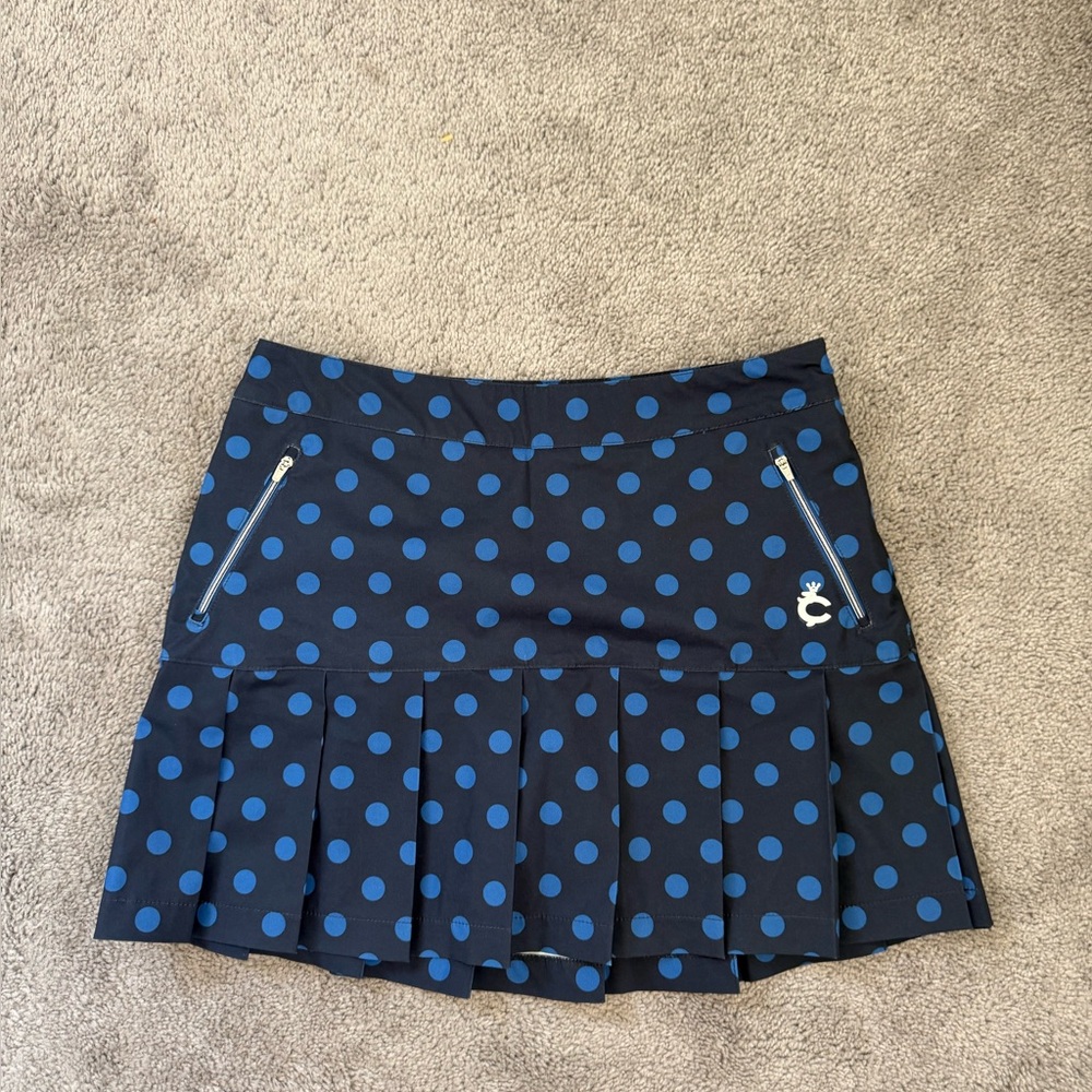 LOUIS CASTEL pleated BLUE POLKA DOT GOLF SKIRT